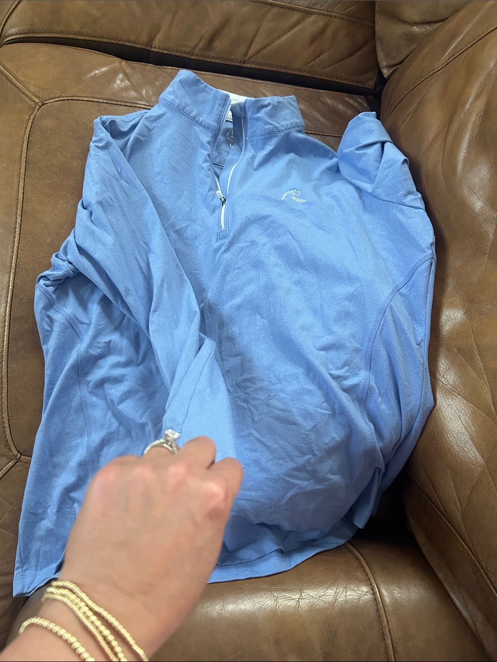 Rhoback Women's Light Blue Quarter-Zip Pullover